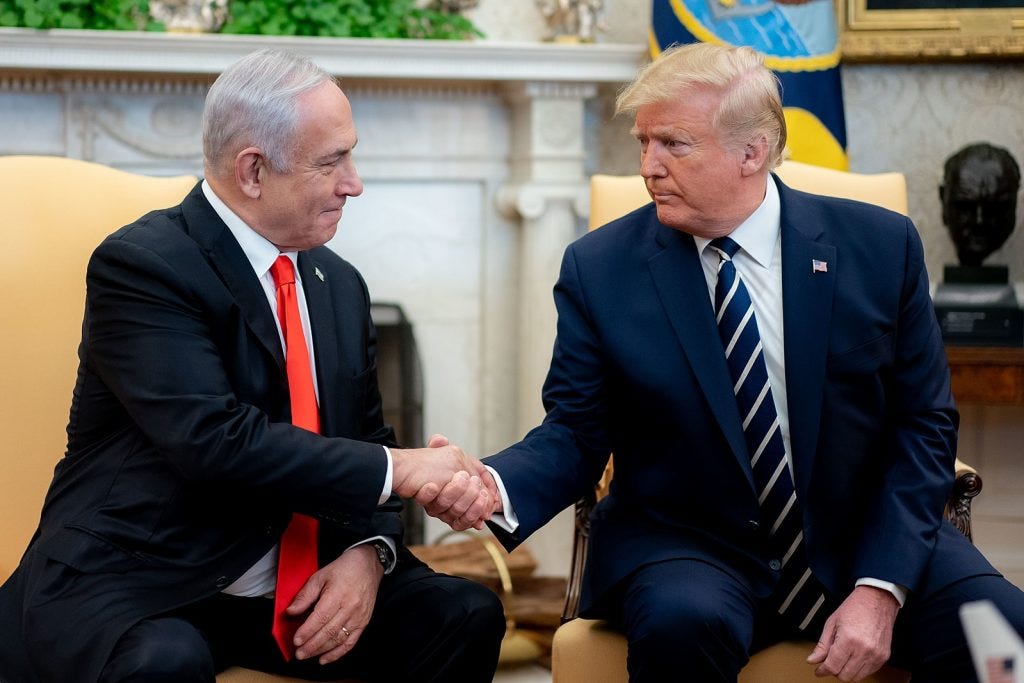 Donald Trump and Benjamin Netanyahu meet in White House.