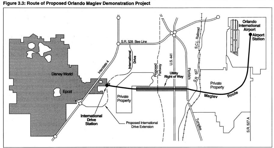 Proposed Orlando maglev route