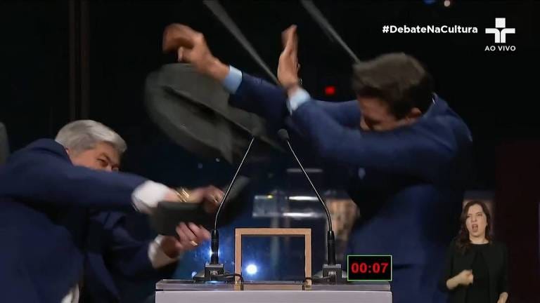 Datena agride Pablo Marçal durante debate na TV Cultura