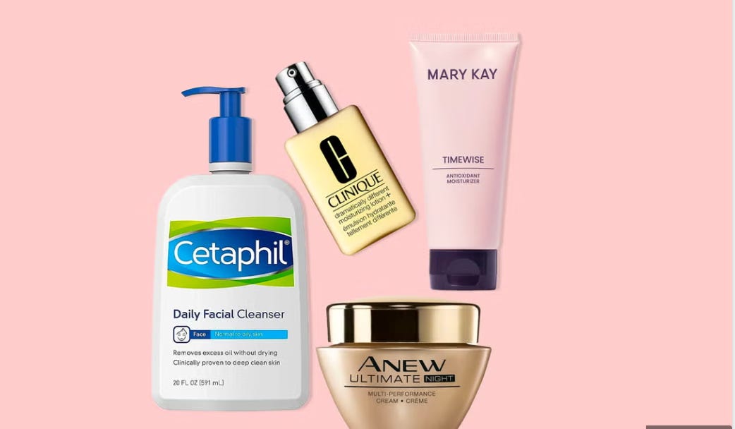 Random skincare products displayed in a product photoshoot
