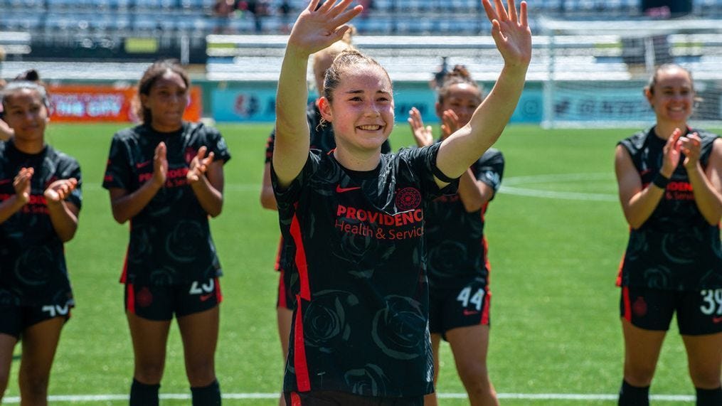 FILE -- Thorns' Midfielder Olivia Moultrie - the youngest NWSL player in history at 15 years old - makes her hometown debut at Providence Park. The Portland Thorns FC end a match against Gotham FC in a scoreless draw at Providence Park on Sunday, July 11, 2021. File photo by Tristan Fortsch for KATU.com