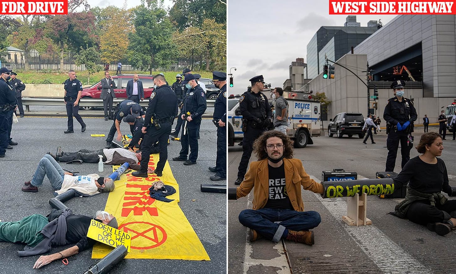 NYC climate change activists block FDR in lower Manhattan and West Side  Highway | Daily Mail Online