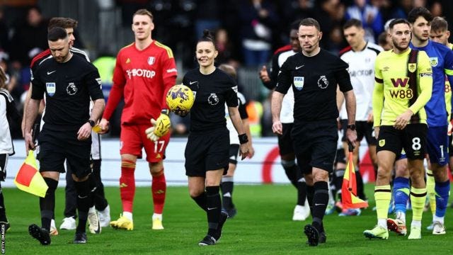 Rebecca Welch officiates Fulham v Burnley to become Premier League's first  woman referee - BBC Sport