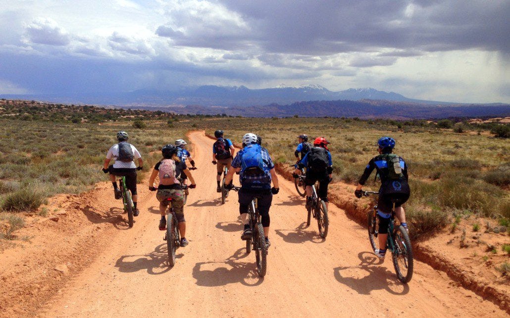 Group ride on Magnificent 7 in Moab