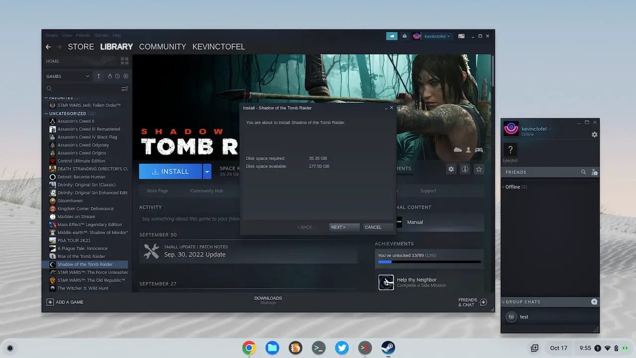 ChromeOS 111 has new enterprise policy to enable or disable Steam gaming on Chromebooks