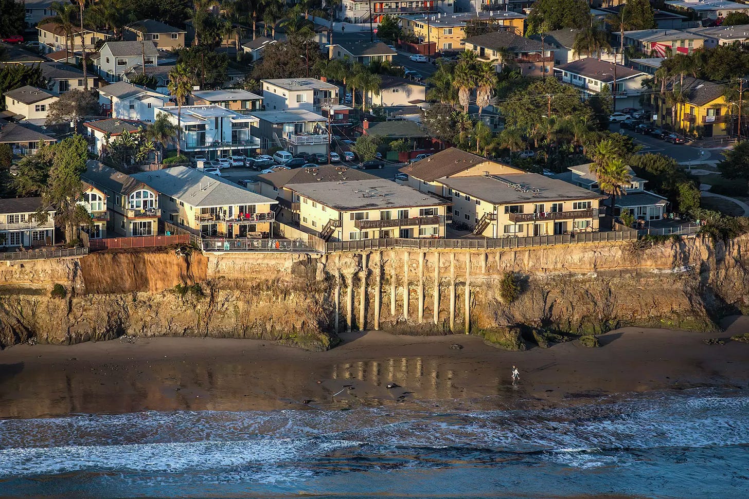 Homes in Isla Vista line the ocean bluffs as viewed in this aerial photo.