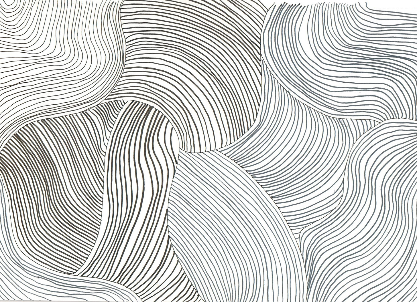 Swirl lines in ink. Black and white.