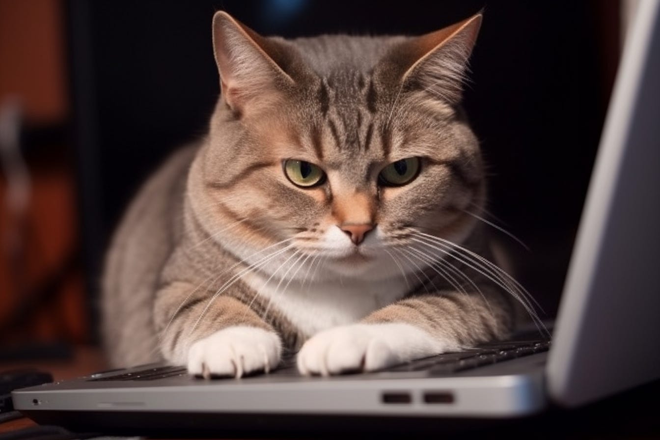 Grumpy cat lying on a laptop keyboard