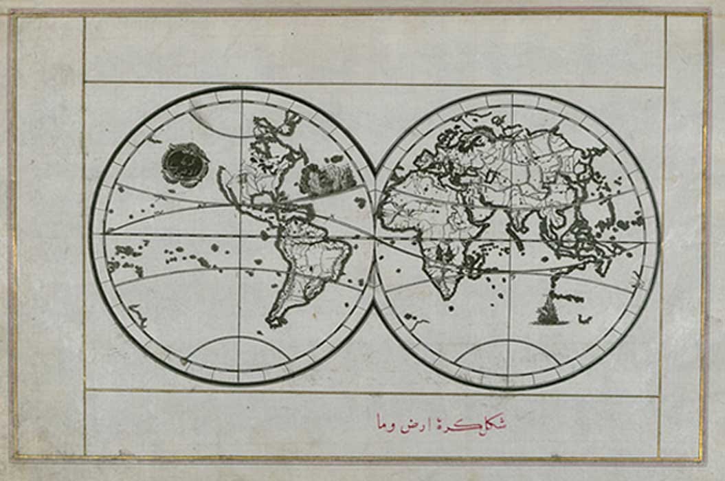 World Map in a Double Hemisphere Piri Reis  (circa 1467 – circa 1554 ) Walters Art Museum 