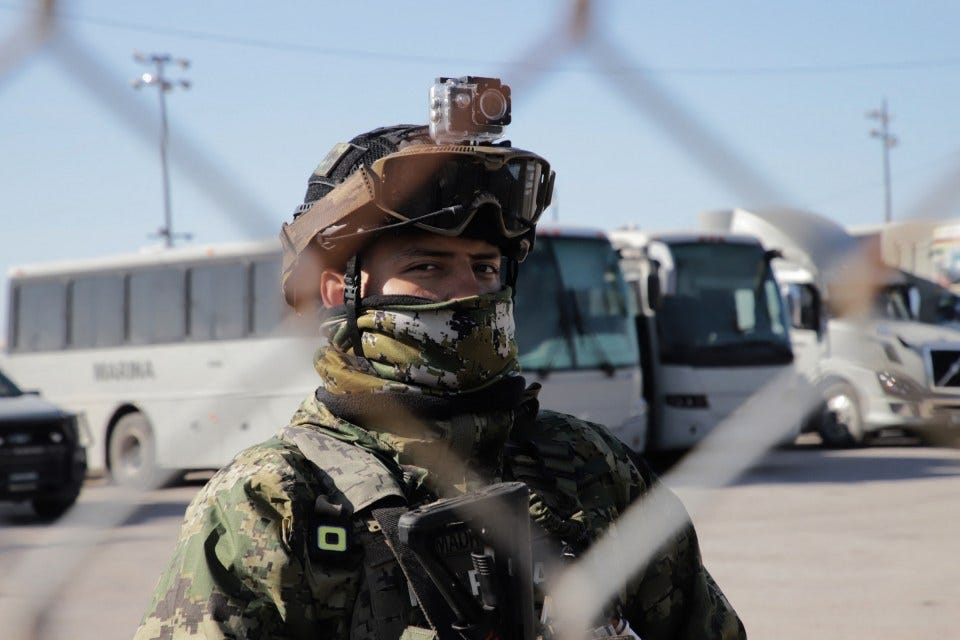 Mexican Navy member on guard duty.