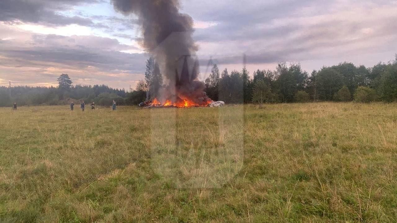Plane wreckage in Russia's Tver region on August 23.