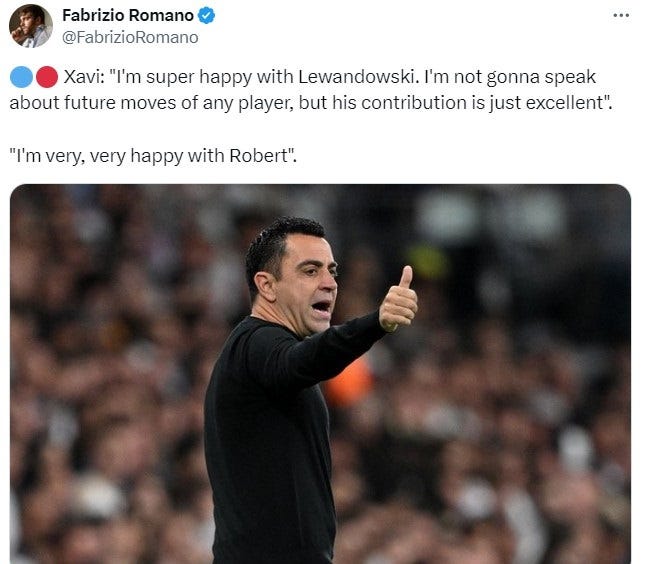 Xavi Barcelona La Liga Robert Lewandowski