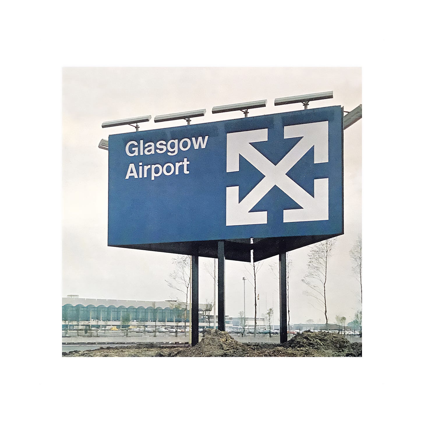 Margaret Calvert's 1964 logo for Glasgow Airport. Airport signage