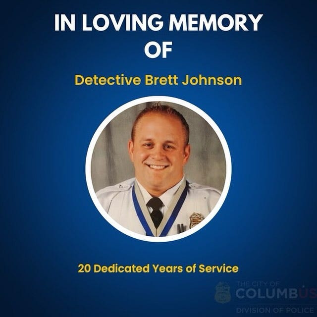 Detective Brett Johnson, 42, died unexpectedly at his home on Monday.