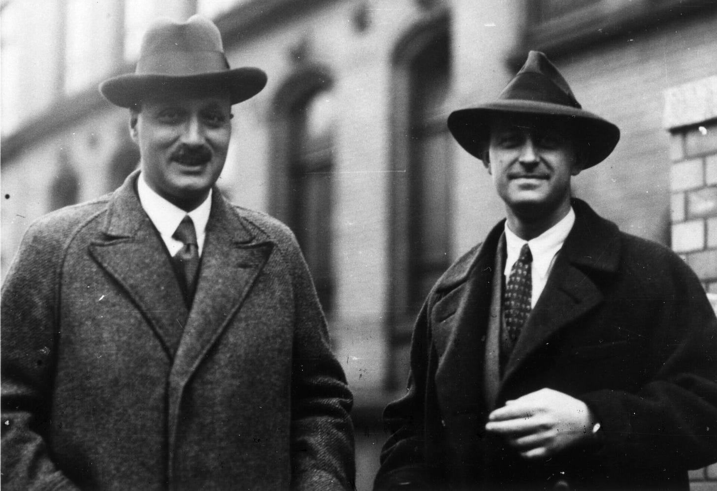 James Franck (left) and Enrico Fermi worked together at the University of Chicago Metallurgical Laboratory during the Manhattan Project. (AIP)