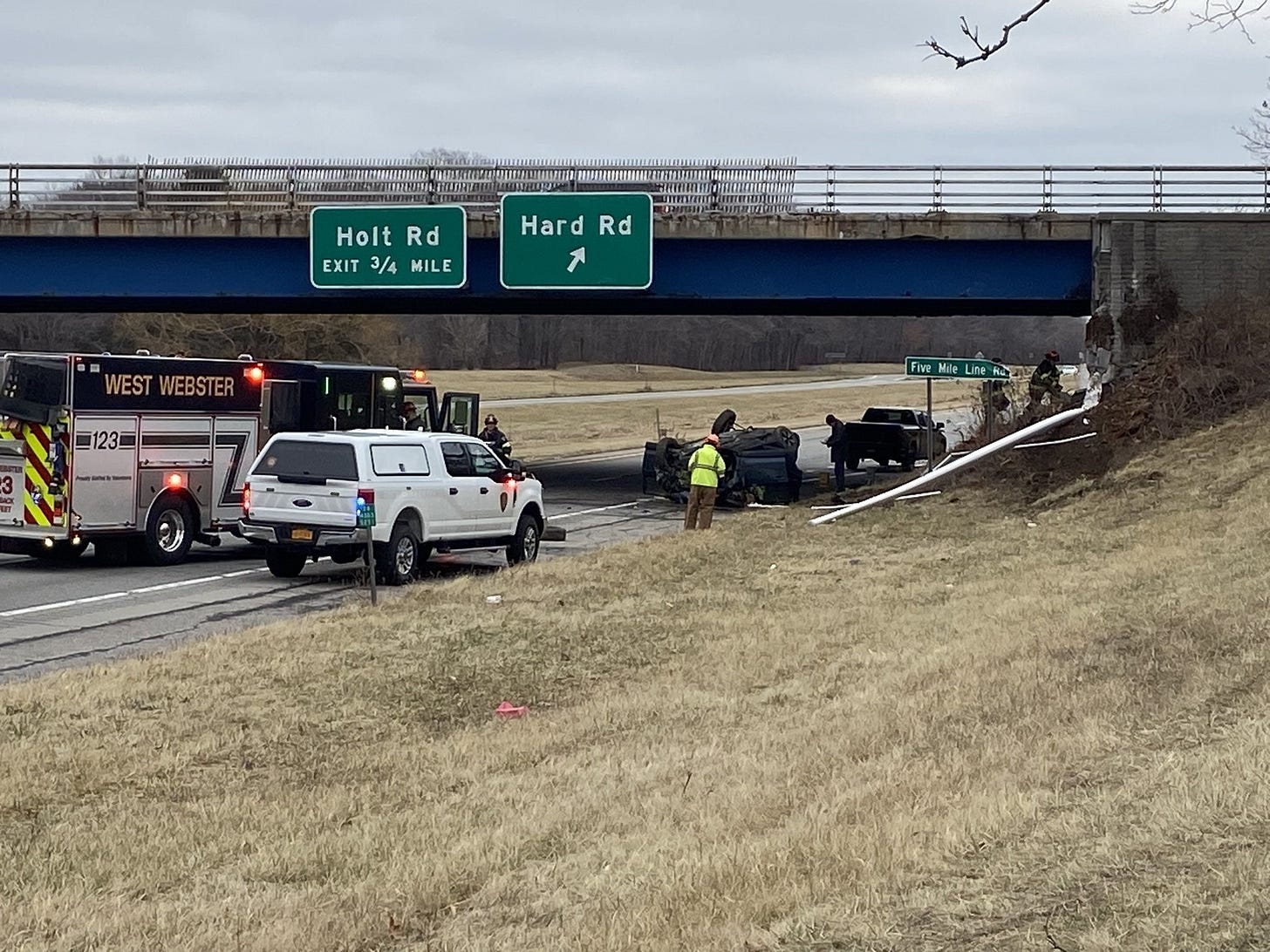 State police investigating after fatal crash on Rt. 104: SUV overturns, ignites after slamming into bridge abutment