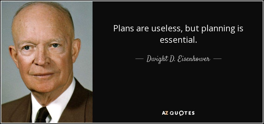Plans are useless, but planning is essential. - Dwight Eisenhower