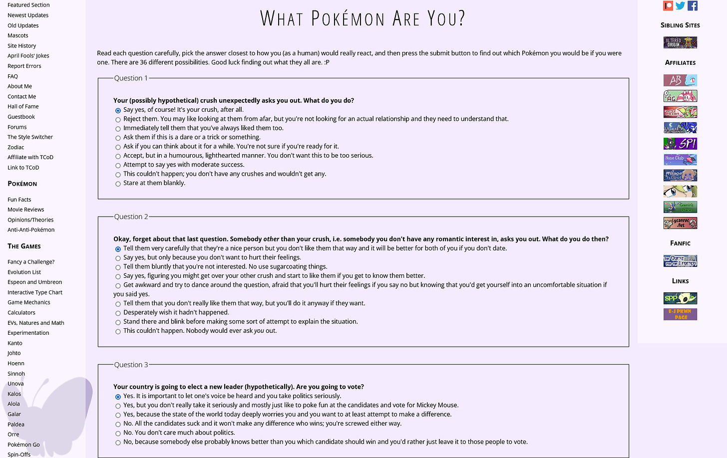 What Pokémon are YOU? You can find out if you visit The Cave of Dragonflies and take the quiz