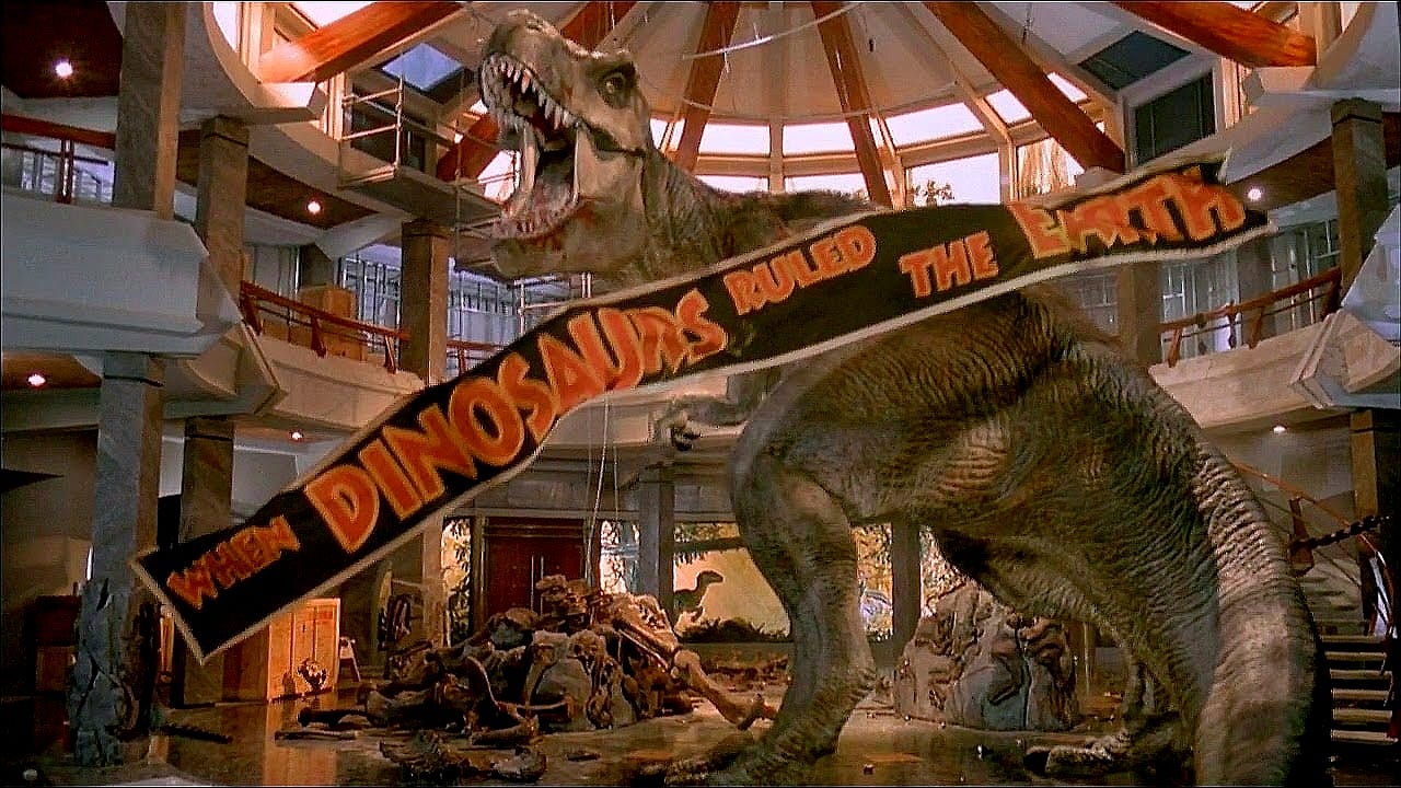 In "Jurassic Park" (1993), a banner displays the message "When Dinosaurs  Ruled The Earth". This is factually incorrect as dinosaurs did not rule the  Earth but were simply alive. We should stop