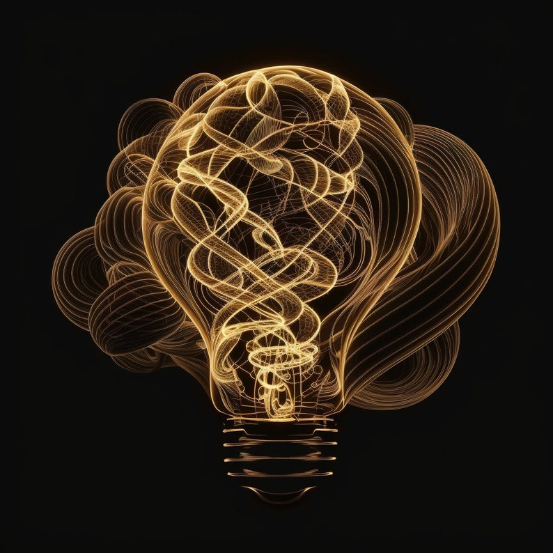 Golden Light Bulb with inspiring waves image 1