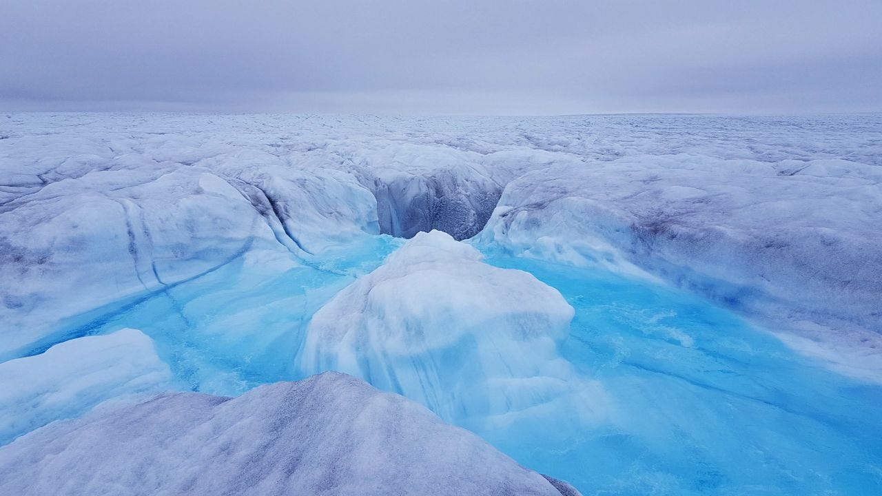 A view of the Greenland Ice Sheet.