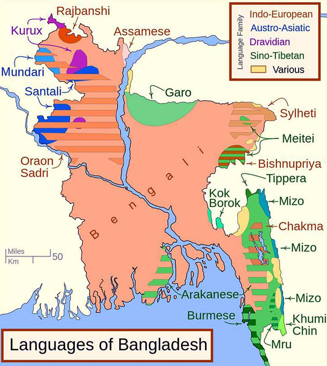 Languages of Bangladesh, including Bengali