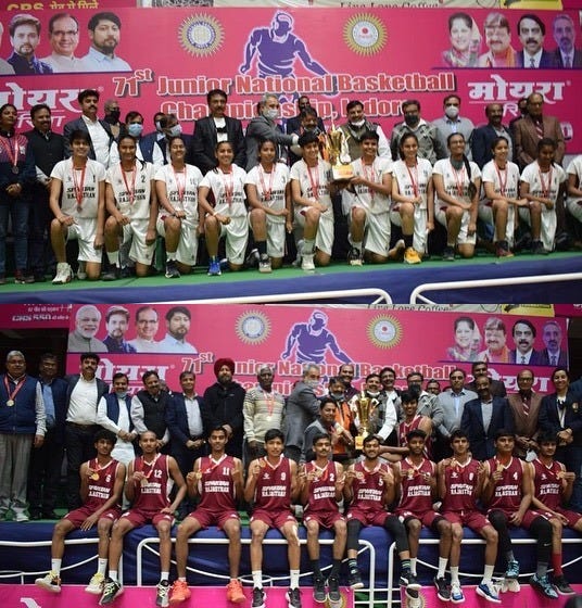 71st Junior National Basketball Champions Punjab women & Rajasthan Men. Image credit BFI