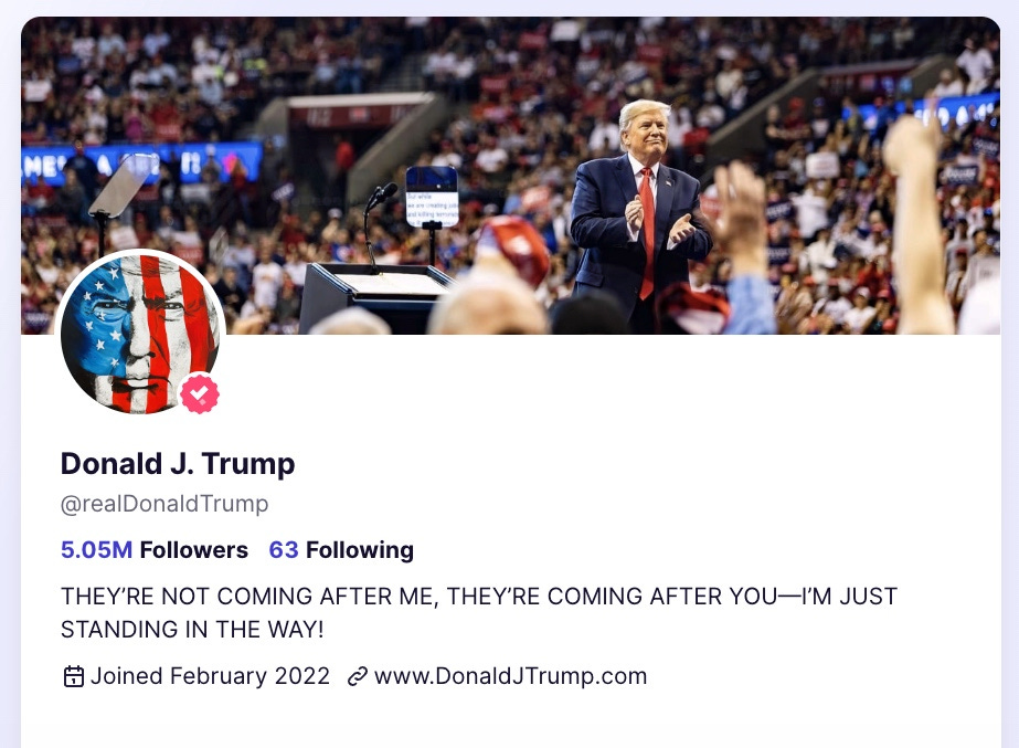 Trump's Truth Social account has more than 5 million followers.