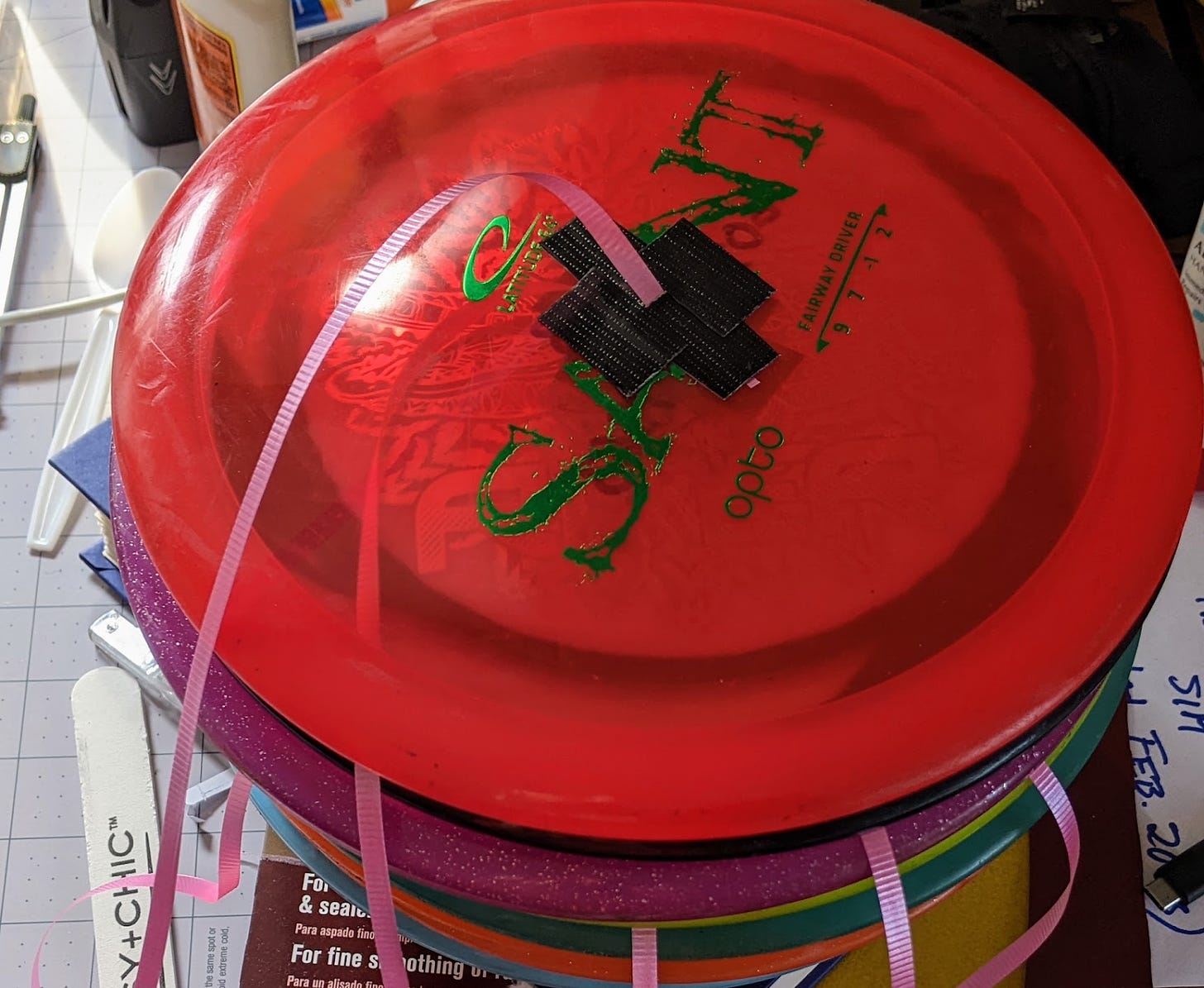 discs with ribbons