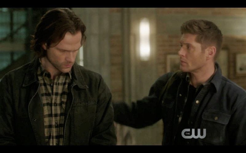 dean winchester touching sam spot supernatural thing