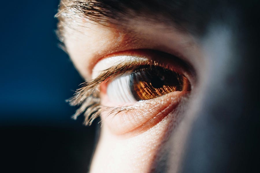 An eye of a person looking.