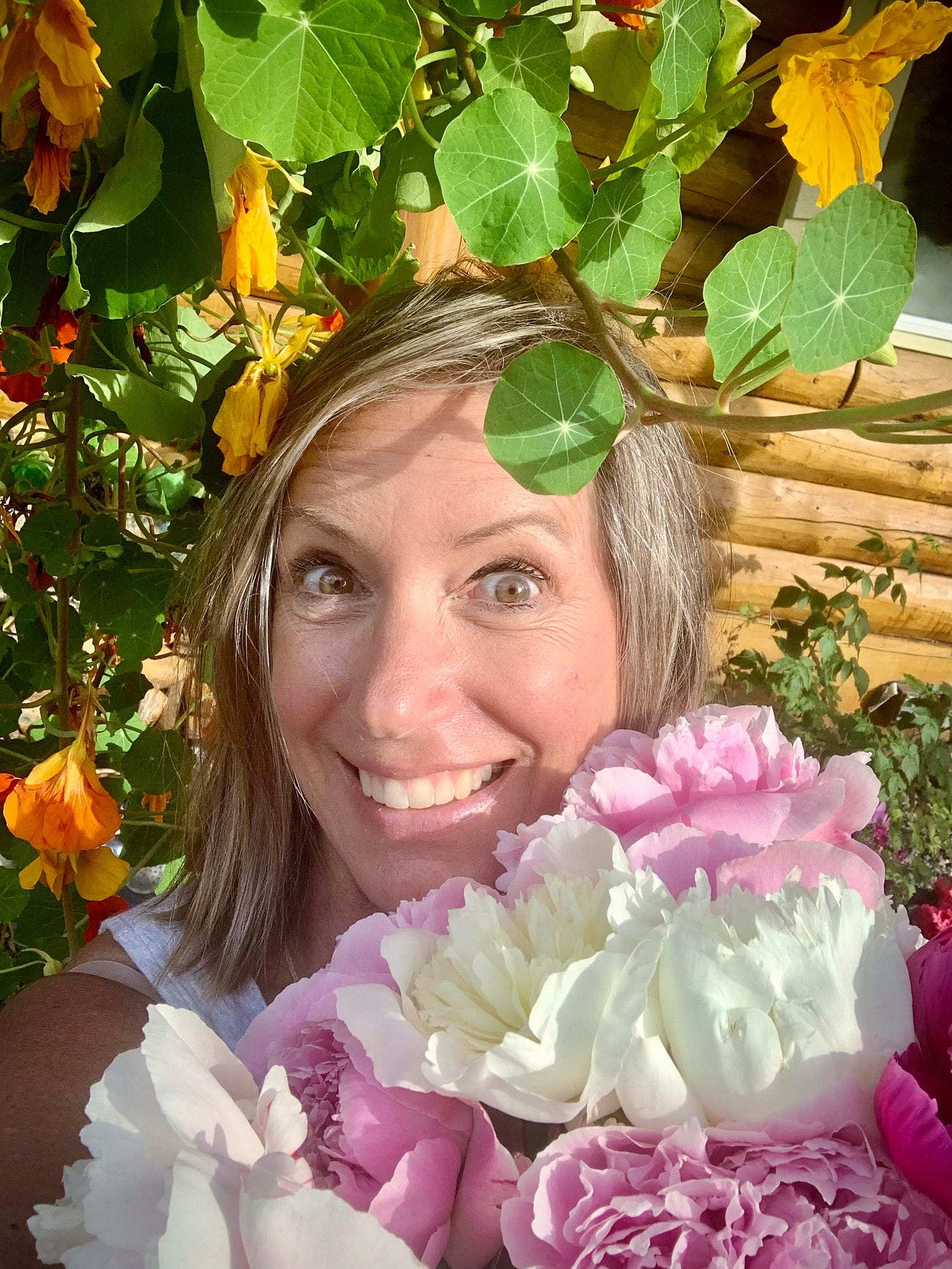 woman with flowers