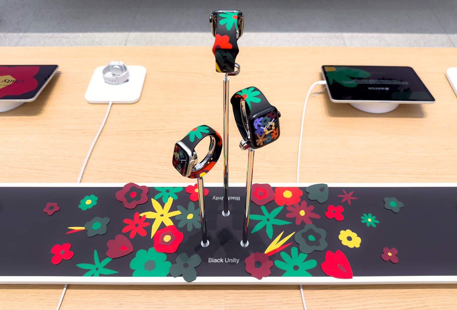 A closeup shot of the Apple Watch Unity Bloom riser.