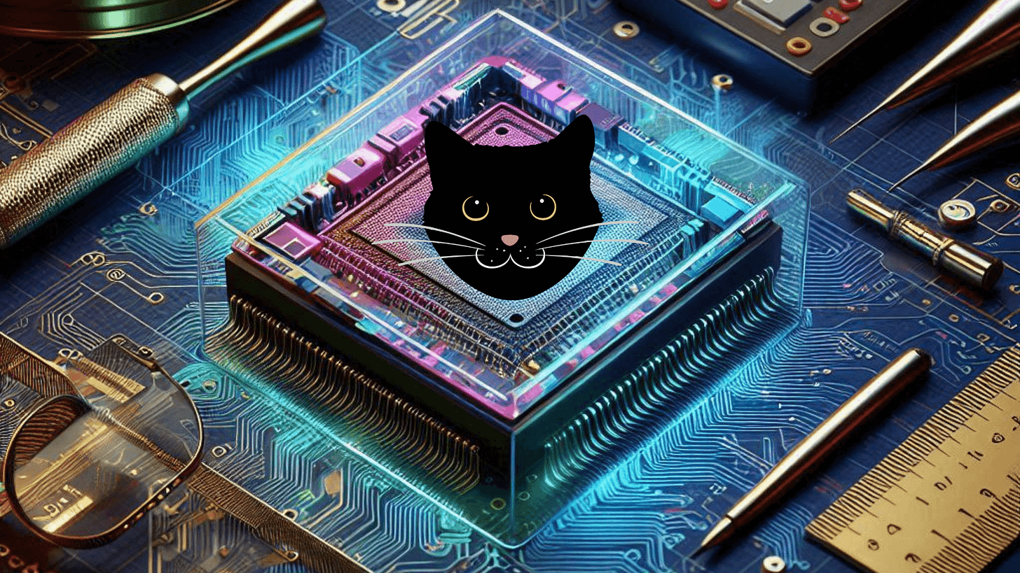 Image of microchip and a cat face