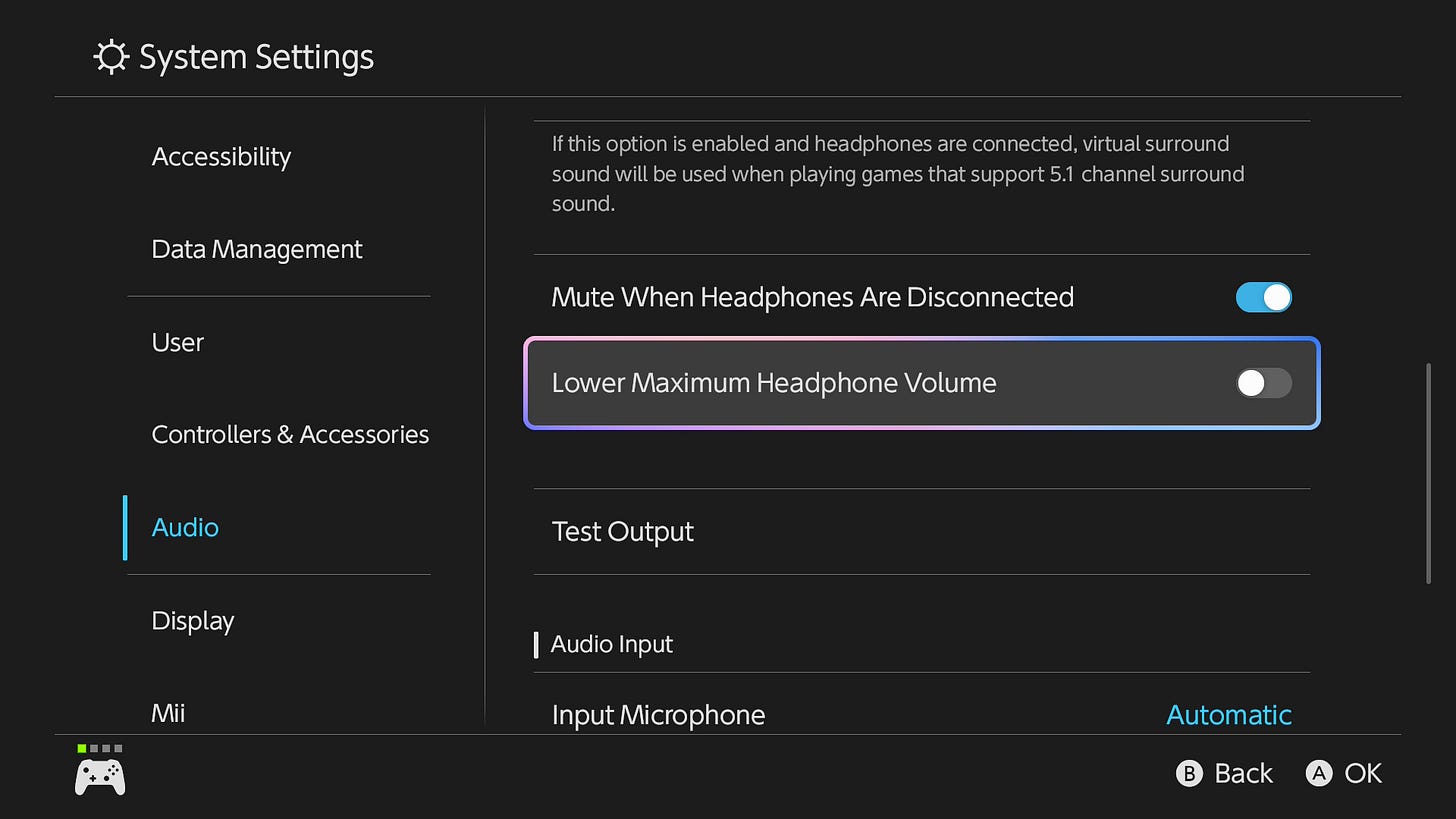 Nintendo Switch 2 Lower Maximum Headphone Volume