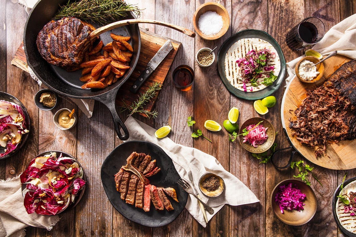 Steak dinner on the table