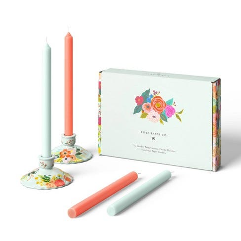 Rifle Paper Co. X Target Set Of 4 Garden Party Taper Candles With Set Of 2  Candlestick Holders : Target