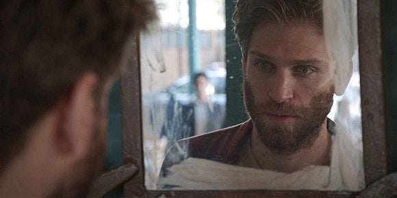 Walker Keegan Allen tearing up seeing hot gay ex Bret coming hard into window for him.