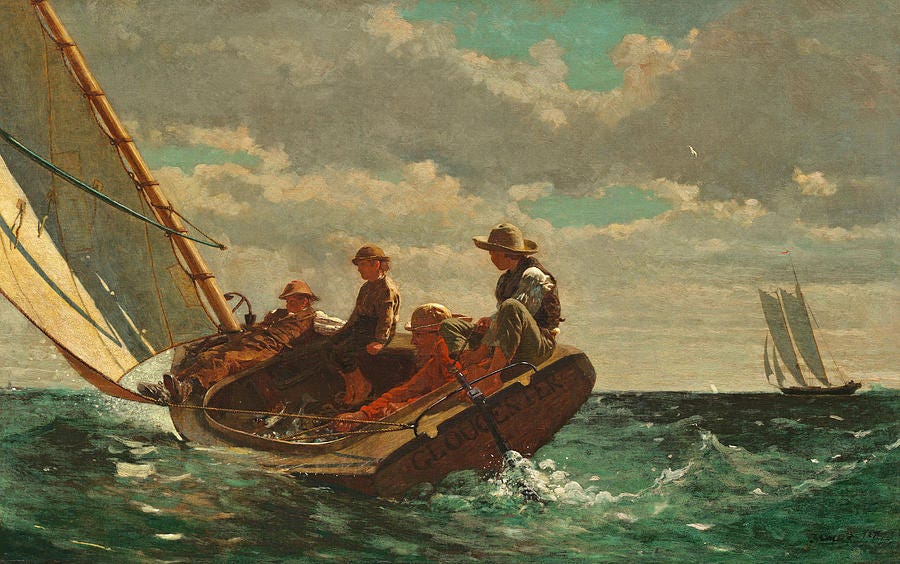 Winslow Homer Painting - Breezing Up by Winslow Homer