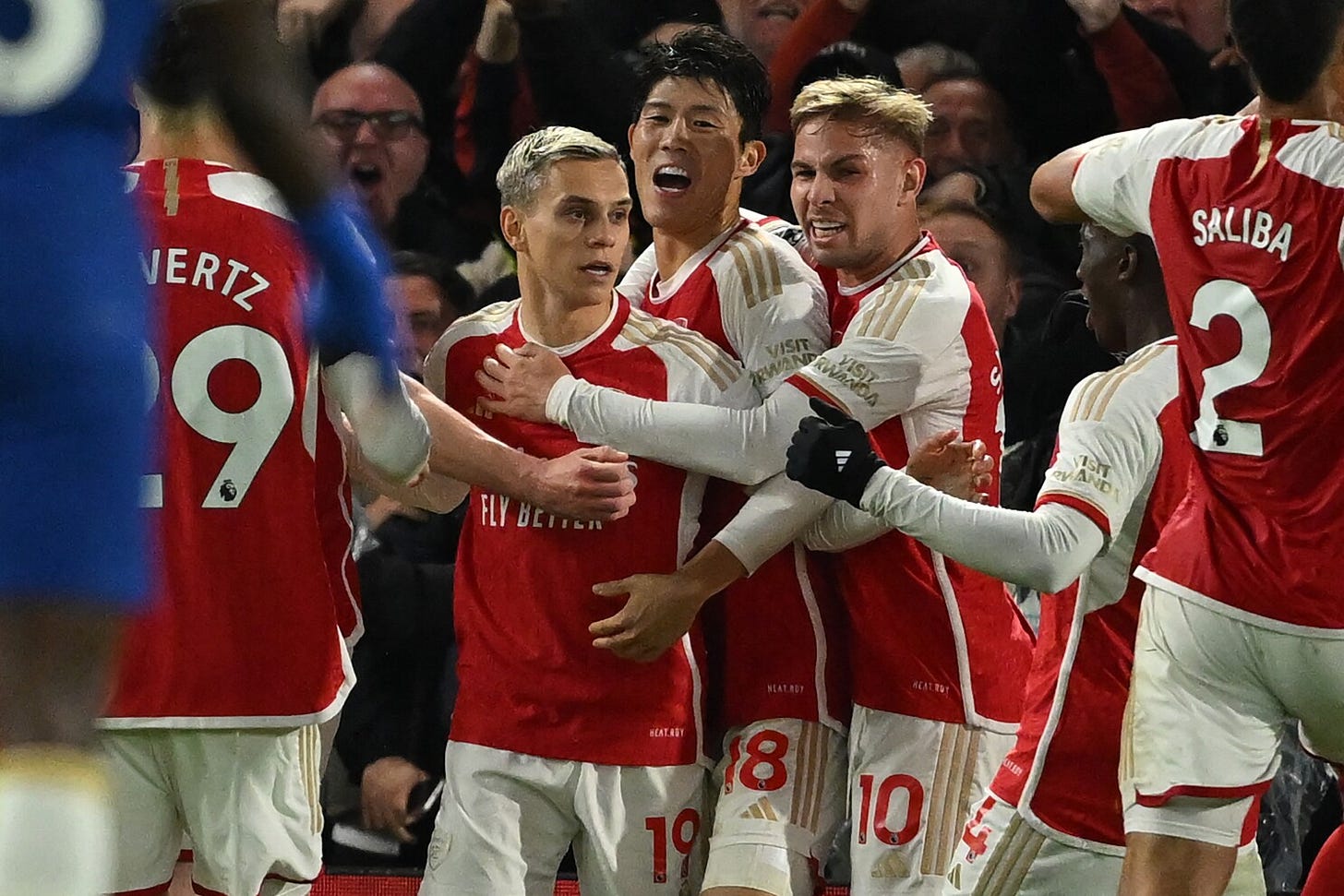Trossard and his teammates celebrating