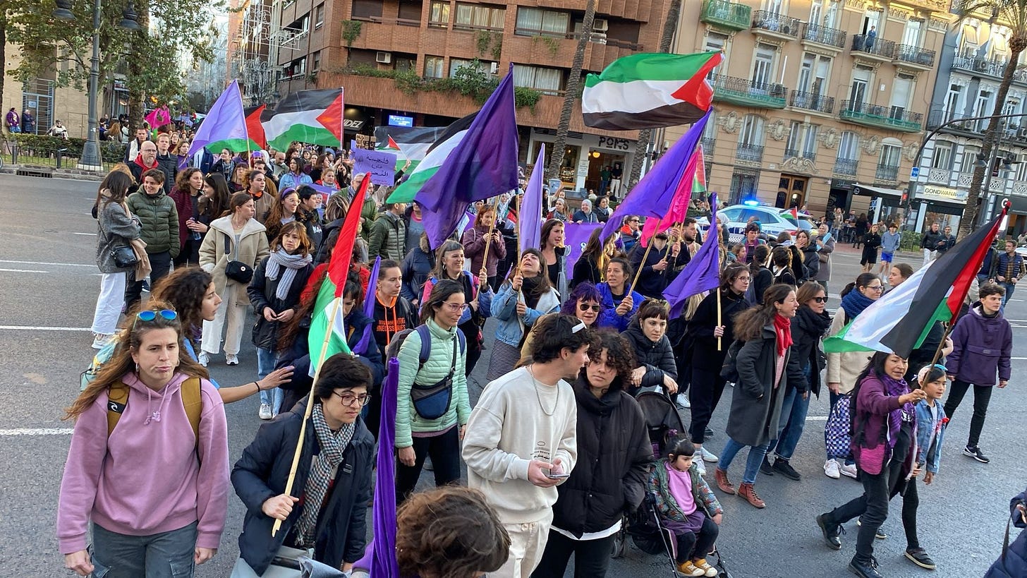 Un momento de la primera de las manifestaciones del 8M en Valencia.