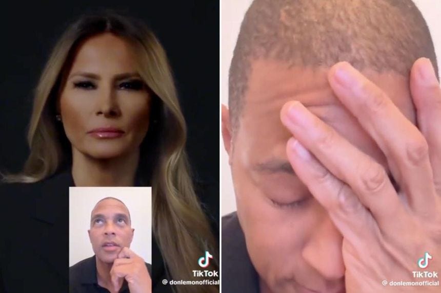 collage of don lemon's tiktok with melania trump