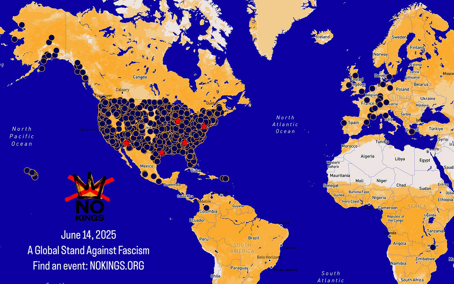 r/50501 - NO KINGS Protest Map for June 14th ❌👑