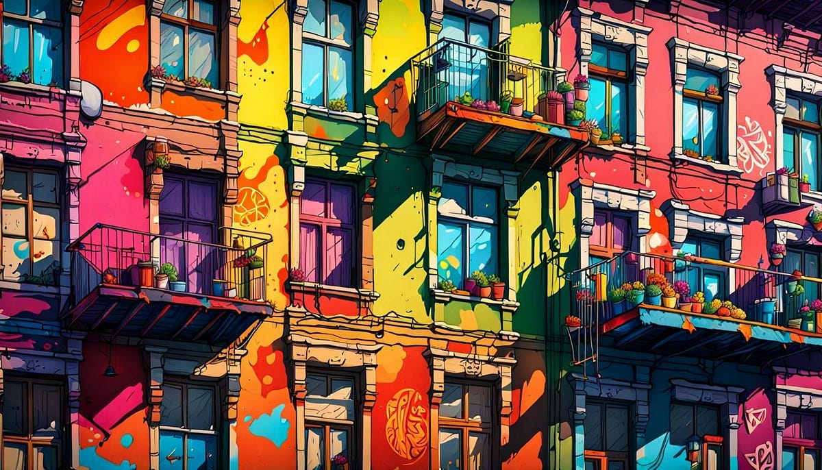 slum tenement buildings graffiti art