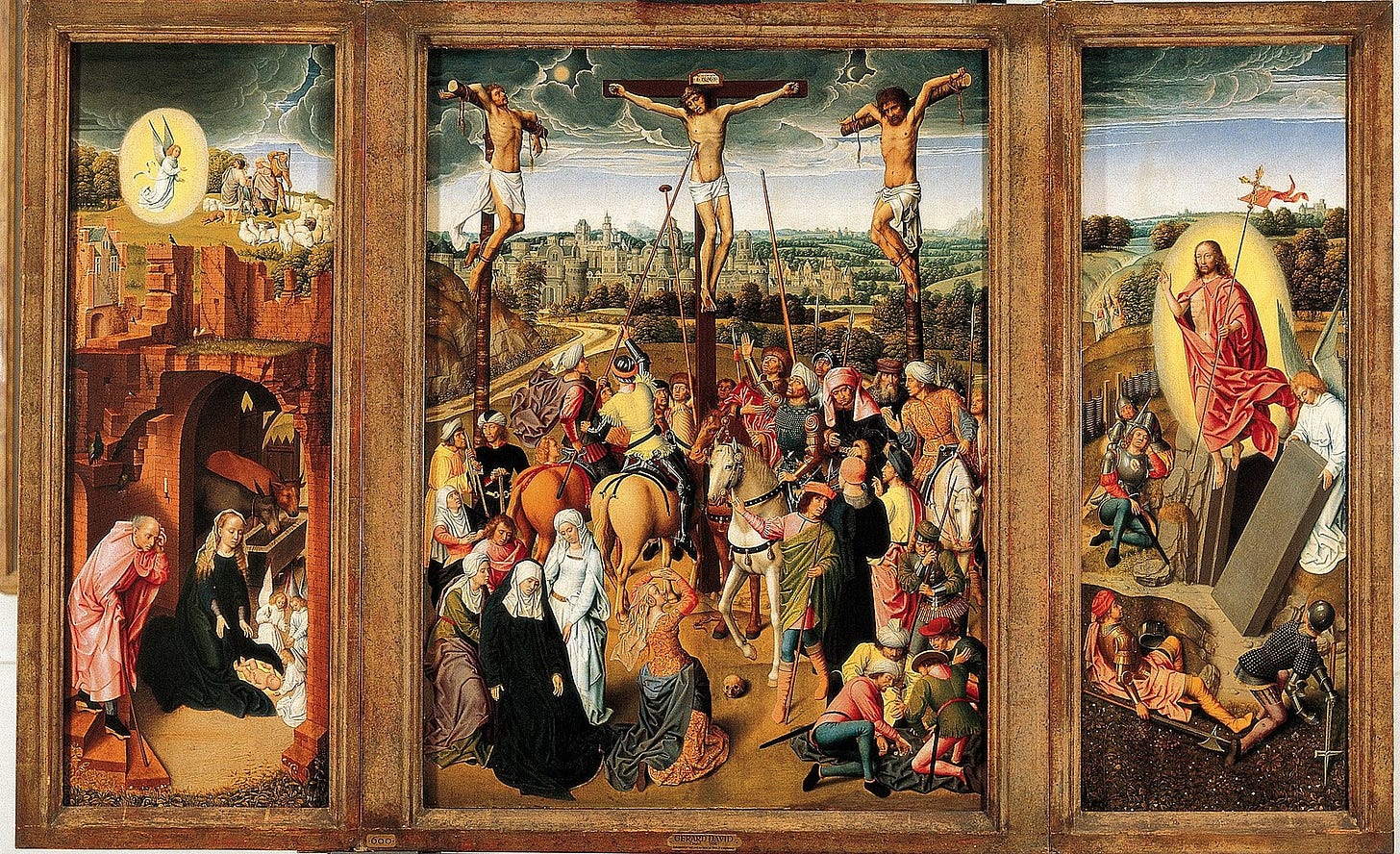 Crucifixion and Resurrection, follower of Hans Memling