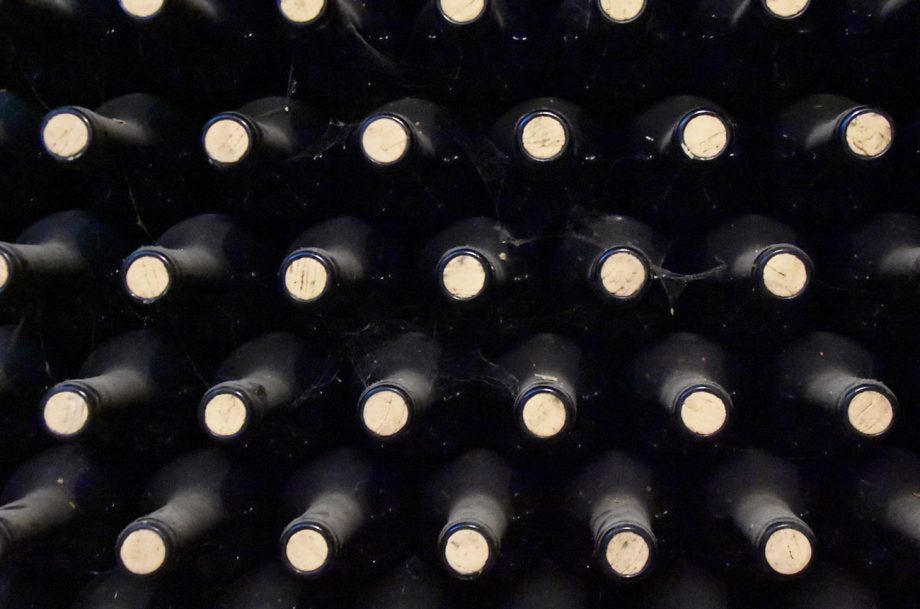 Wine bottle lying down