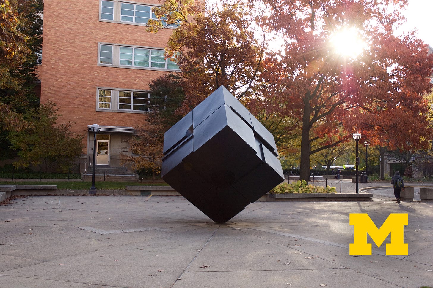 "The cube", a sculpture on the University of Michigan campus, is a cube resting on one point.