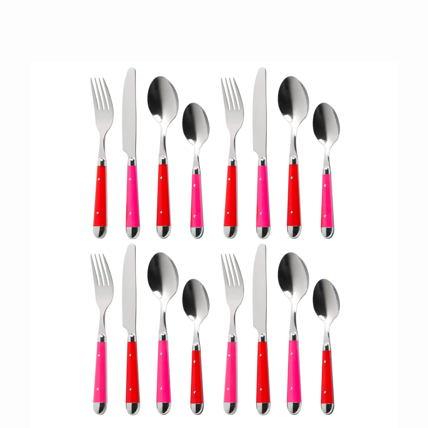 RED & PINK 16PC BRASSERIE CUTLERY SET