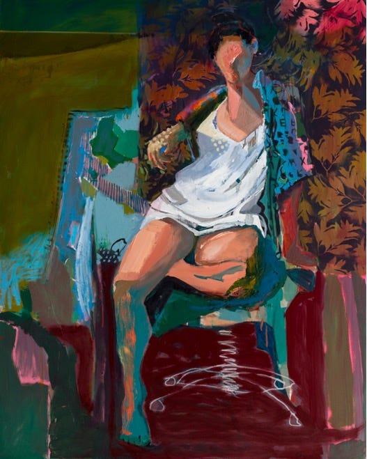 A painting of a person sitting on a chair

Description automatically generated