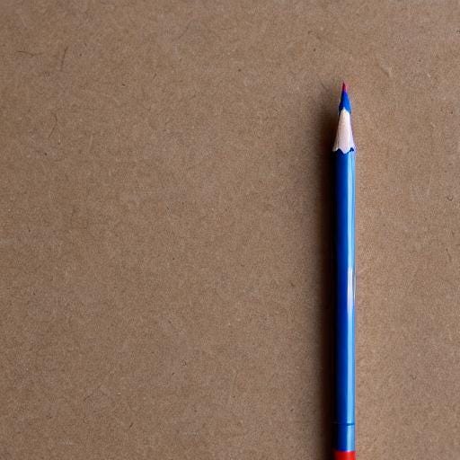A blue pencil on a fine corkboard background